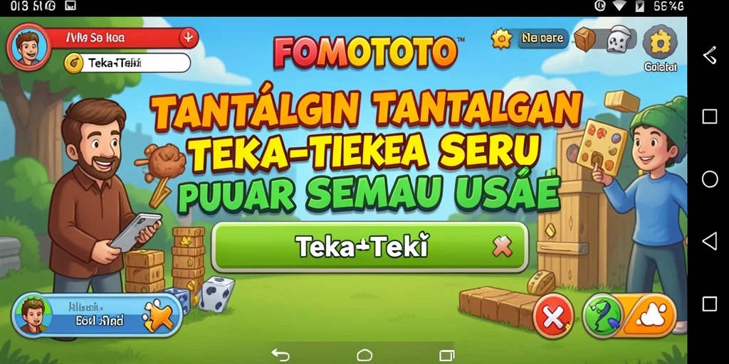 Tampilan antarmuka FOMOTOTO dengan berbagai tantangan teka-teki.