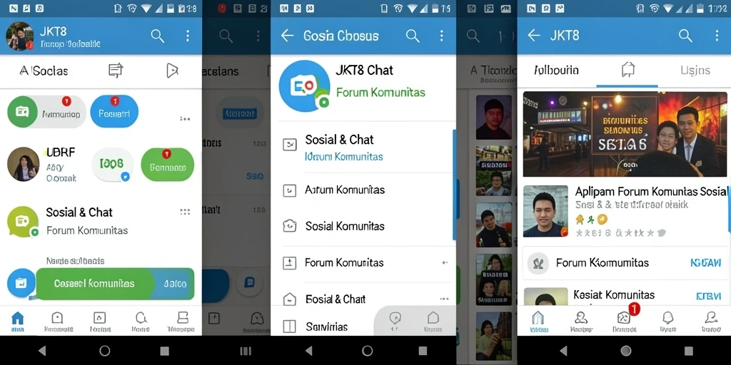 Antarmuka JKT8 dengan berbagai kategori forum yang menarik.