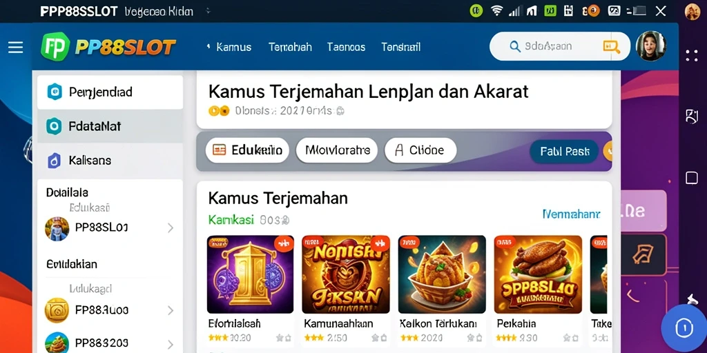 Antarmuka pengguna <strong>PP88SLOT</strong> yang sederhana dan mudah digunakan untuk Kamus Terjemahan.