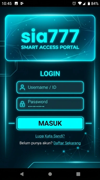 Tampilan halaman login sia777
